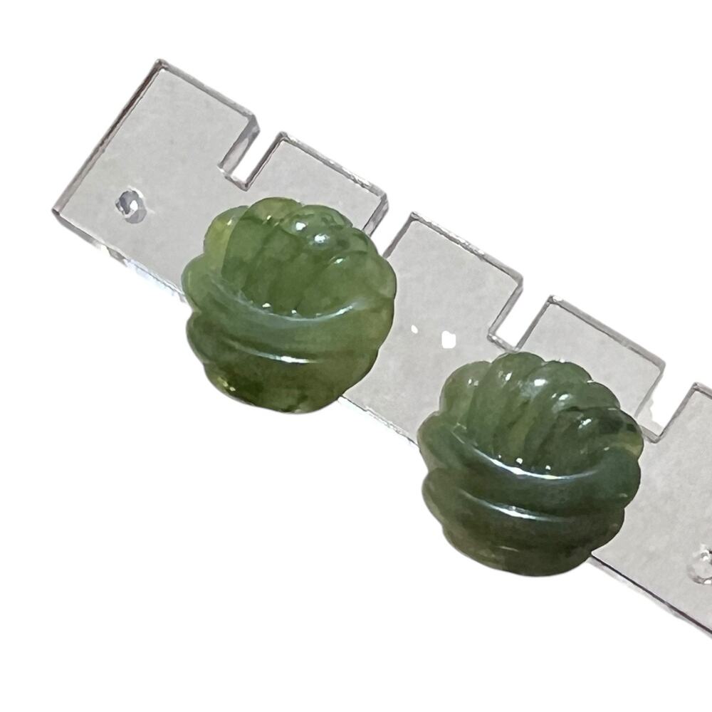 Vintage Avon Green Carved Clip-On Earrings Swirl Design